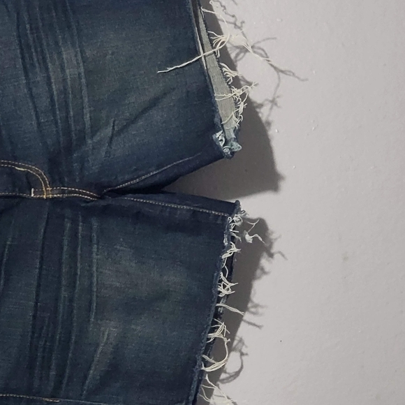 Indigo Blue Jean Shorts with Raw Hem - Picture 2 of 9